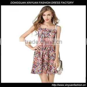 Summer Womens Spaghetti Strap Backless Floral Sundress Ladies Chiffon Beach Sexy Dresses thumbnail-1