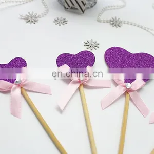 New Design Purple Heart With Bow Wedding Birthday Cake Topper thumbnail-2