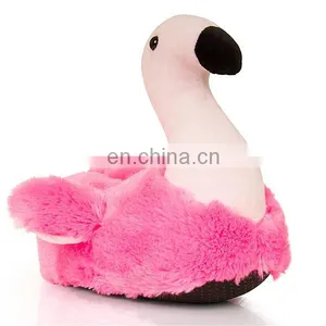 Winter Home Indoor Custom Pretty Pink Woman Stuffed Soft Plush Flamingo Slippers Shoes thumbnail-3