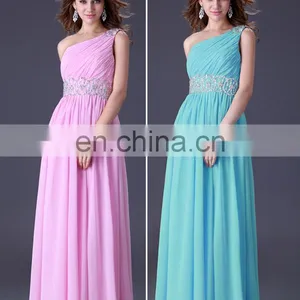 Grace Karin Latest Design One Shoulder Chiffon Ladies Long Evening Party Wear Gown CL3410-1# thumbnail-6