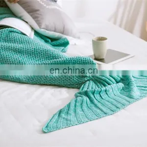 2017 Hot Sale Mermaid Blanket Mermaid Tail Blanket Adults Handmade Home Sofa Blankets Knitted Design thumbnail-5