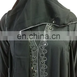 Black Color Casual Wear Silver Diamond Stone Work Islamic Wear Burkha Abaya Designs 2017 (dubai Abaya 2017) thumbnail-6