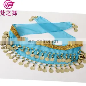 Y-2058 New Product Chiffon Glittery Gold Coin Children Belly Dance Hip Scarf thumbnail-1