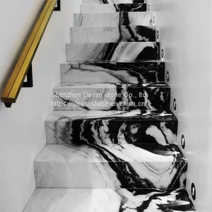 White Mix Black China Panda Marble Worktops, Stairs Floor Tiles thumbnail-2