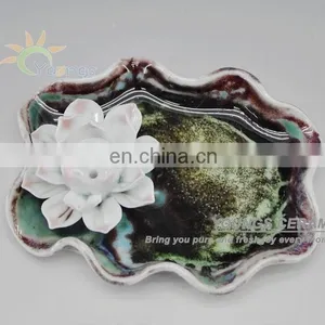 Chinese Lotus Shape Ceramic Incense Burner Censer thumbnail-1