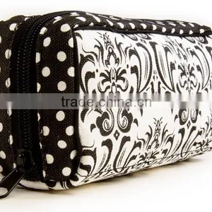 Black Flower Printed Canvas Small Essential Oil Carrying Case Holds 10bottles, Flower/polka Canvas Essential Oil Carry Bag /case thumbnail-3