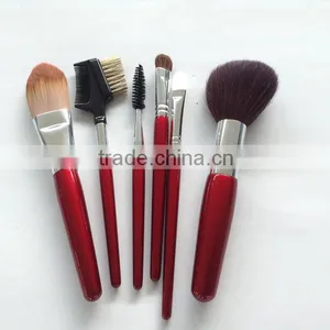 Red Handle 6pcs Goat Hair Makeup Brush Kits for Beauty thumbnail-1