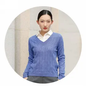 2025 Women′s Fake Two-Piece White Shirt Collar Pure Cashmere Knitting thumbnail-1