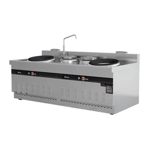 Commercial Gas Double Wok With Double Warmer 42kW Burner & SUS304 Stainless Steel thumbnail-1