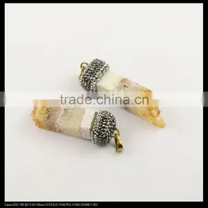 LFD-0085P ~ Wholesale Natural Topaz Quartz Druzy Drusy Pendant Pave Crystal Rhinestone Cap Charm Pendants Necklace Jewelry thumbnail-4