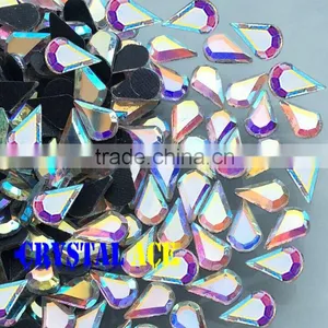 Waterdrop Crystal AB DMC Hotfix Rhinestones, MC Crystal Rhinestone Hotfix, Hot Fix Irregular Shape Rhinestone for Wedding Dress thumbnail-1