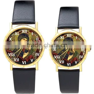 Custom Jesus Face Religious Watch Manufacturer New Design Metal Religious Watch China Supplier Cheap Alloy Leather Strap Watch thumbnail-1
