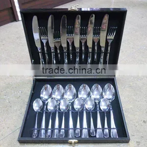 24 Pcs Stainless Steel Cutlery Set With Black Wood Case thumbnail-1