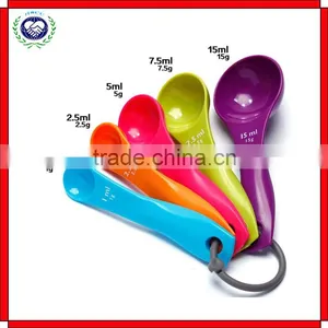5 Piece With Carved Measure Color Spoon Plastic Kitchen Baking Tools thumbnail-1
