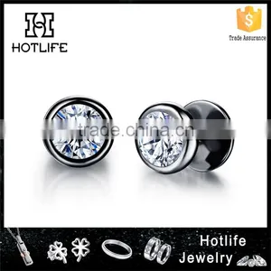 Stainless Steel Round Double Stud Zircon Earring Hypoallergenic thumbnail-1