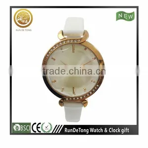 Gold Fashion Diamond pu Strap Ladies Watch thumbnail-1