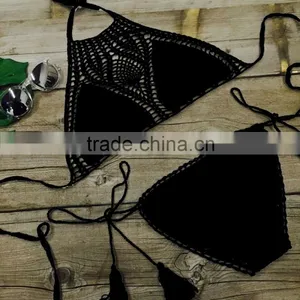 Black White Crochet Bikini Swimwear,Sexy Ladies Beach Bikini Quality Choice thumbnail-3