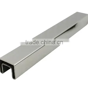 Slot Pipe Handrail Stainless Steel Glass Railing System thumbnail-1