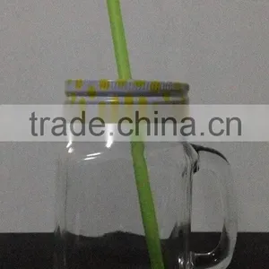 Mason Jar Drinking Glass Mason Glass Jar Glass Mason Jar With Lid and Straw thumbnail-1