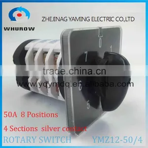 Rotary Switch YMZ12-50/4 Changeover Cam Combination Switch 4 Poles 14 Positions 14 Terminals 50A Ui 690V Sliver Point Contacts thumbnail-1