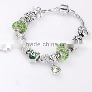 2016 Glass Bead Bracelets With Green Glass Beads and Clover Dangles thumbnail-1