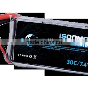 High Rate C 1500mah Ultra Thin Lipo Battery 7.4v 50c Lipo for rc Drift Car Lipo Battery Pack Supplier's Choice thumbnail-2