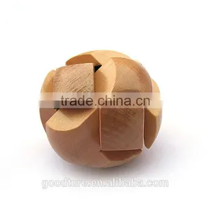 2015 Hot Sale Wooden IQ Intelligent PuzzleKongming Lock Brain Teaser 3D Football thumbnail-1