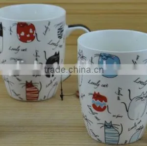 11OZ Abstract Flower Design Full Decal Print Coffee Cups, Shiny Surface Porcelain Mug, KL5016-323C thumbnail-6