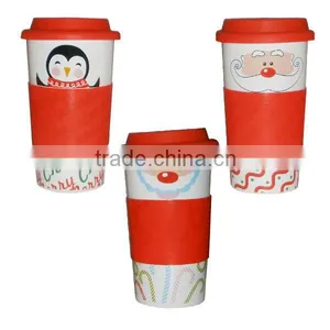 Christmas Single Wall Ceramic Travel Mug With Silicone Lid thumbnail-2
