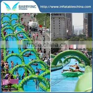 Green 300m Long Giant Inflatable Water Slide,Durable PVC Commercial Customized Inflatable Slide thumbnail-1
