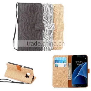OEM Zebra Pattern Leather Smart Phone Case for Samsung S7 thumbnail-1