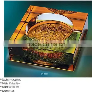 Liuli Glaze Color Crystal Cigarette Ashtray With Engraved Logo Color (R-1010 thumbnail-1
