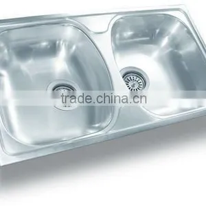 78*44 Double Bowl Stainless Steel Kitchen Sink (DE133) thumbnail-1