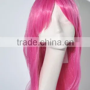 Beauty Flurescent Pink Color Cosplay Silk Wave Wig N351 thumbnail-1