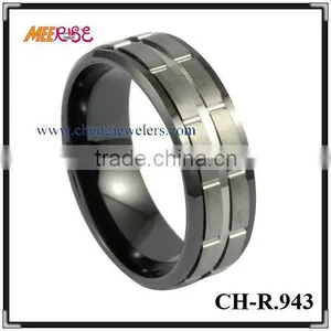 Fashion Grooved Ceramic Men Thumb Ring thumbnail-1