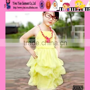 Hot Yellow Angle Layered Dress Custom Top Quality Slip Sunshine Fashion Princess Dress thumbnail-1