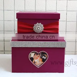 Personalised Purple Wedding Box Wedding Card Box With Photo Frame thumbnail-1