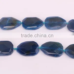 Full Strand Smooth Cracked Drop Blue Agate Gemstone For DIY Necklace Bracelet Jewelry Making Beads thumbnail-2