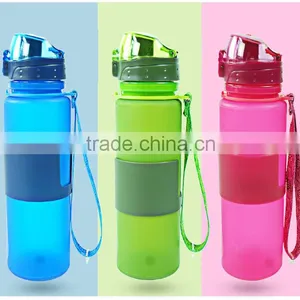 Unique Design Eco Friendly Silicone Pink Sports Drinking Flodable Water Bottle thumbnail-2