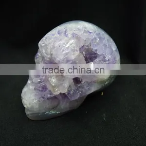 Wholesale Top Quality Amethyst Crystal Skull With Geode All by Hand Made Good for Collection or Gift thumbnail-2