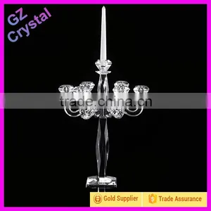 2015 New Design Candle Holder Glass 5 Arms Crystal Candelabra for Wedding thumbnail-2