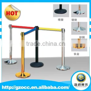 Custom Factory High Quality Chorme Metal Security Crowd Control Stanchions Queue Way Barriers Posts With One Belt thumbnail-1