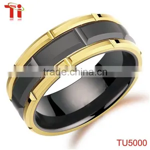 Fashion Jewelry Tungsten Carbide Ring 18k Gold Plating thumbnail-1