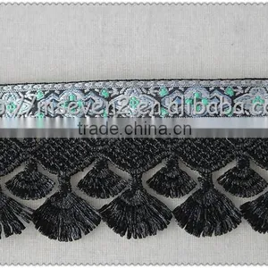 Wholesale 5.7cm Scalloped Shaped Fringe Trimming, Black Tassel Fringe, High-grade Jacquard Ribbon thumbnail-5