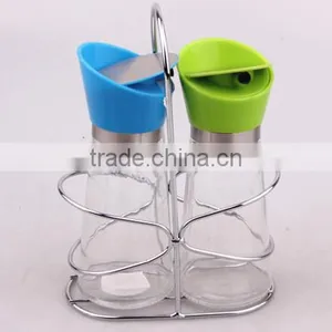 Glass Jar Set for Oil With Metal Stand thumbnail-1