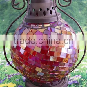 2013 Glass Mosaic Lantern With Metal thumbnail-3