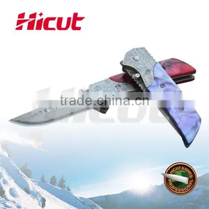 Damascus Steel Camping Folding Pocket Knives thumbnail-1