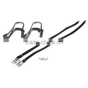 Bicycle Pedals Mountain Bike BMX Road Cycling Pedal Binding With 2 Belt Toe Straps Foot Clip Bicycle Parts Accessories thumbnail-4