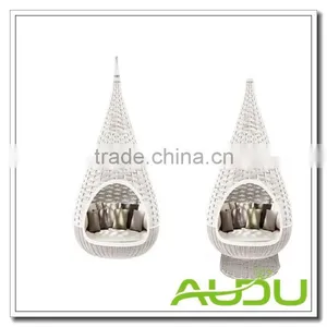 Audu White Rattan Germany Metal Swing Hanging Chair thumbnail-1