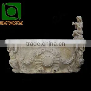 Yellow Travertine Bathtub With Figure thumbnail-1